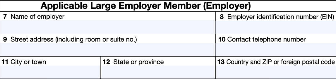 irs form 1095-c part i: applicable large employer member (employer)