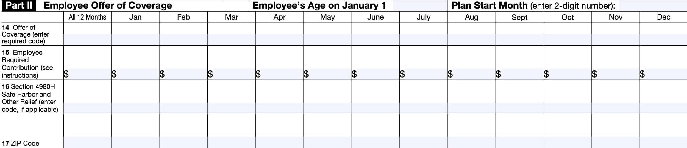 part ii: employee offer of coverage