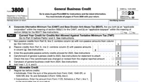 irs form 3800, general business credit