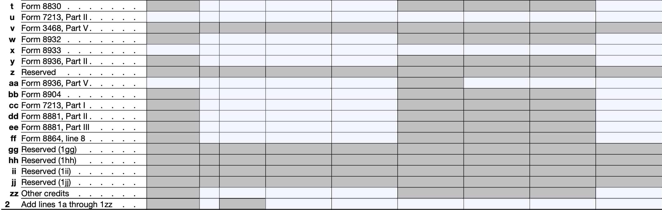 part iii, line 1t through 2