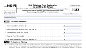 irs form 8453-fe, U.S. Estate or trust declaration for an irs e-file return