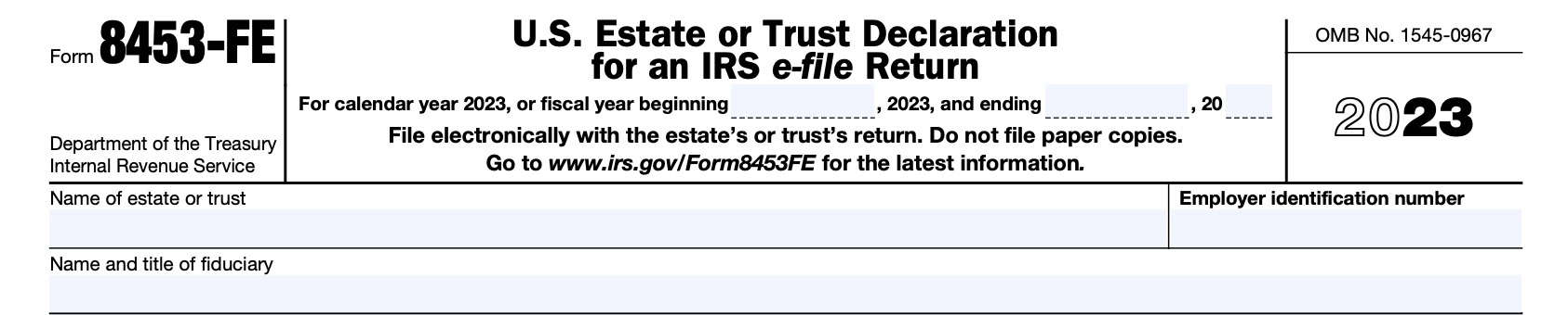 irs form 8453-fe, taxpayer information