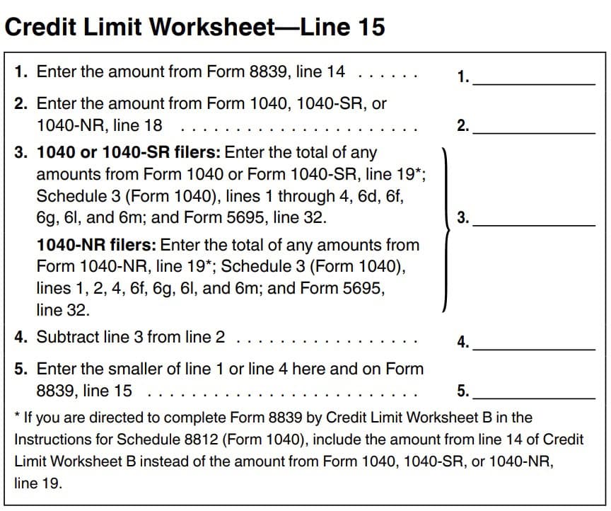 line 15, credit limit worksheet