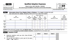 irs form 8839, qualified adoption expenses