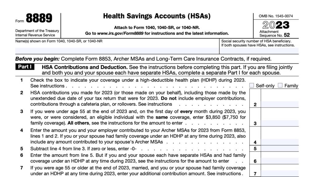 irs form 8889, health savings accounts (HSAs)