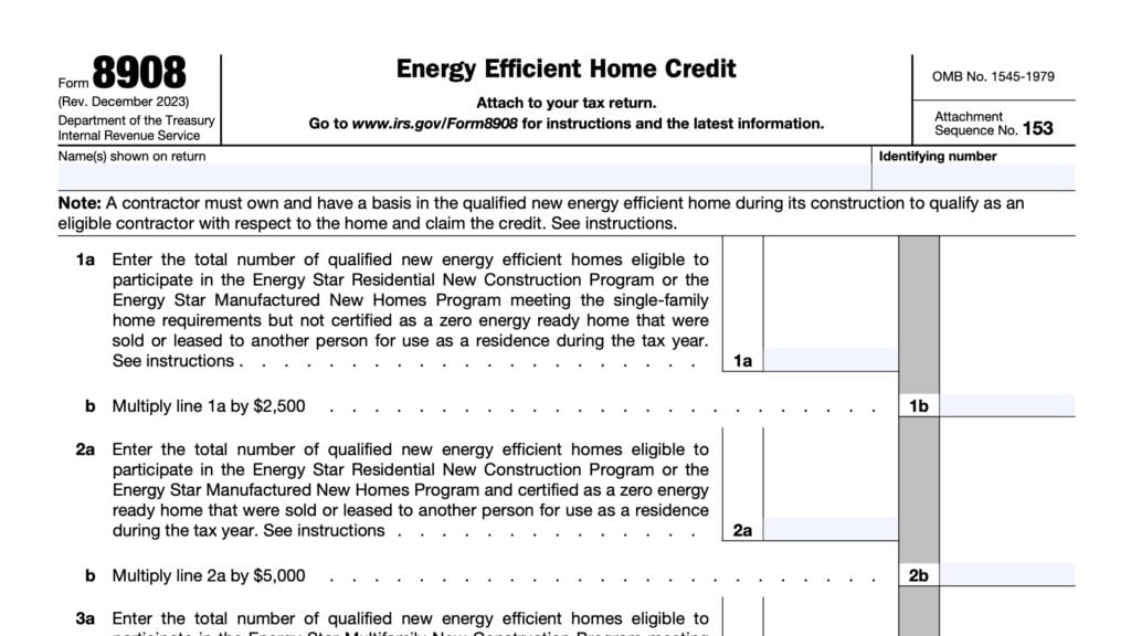 irs form 8908 energy efficient home credit