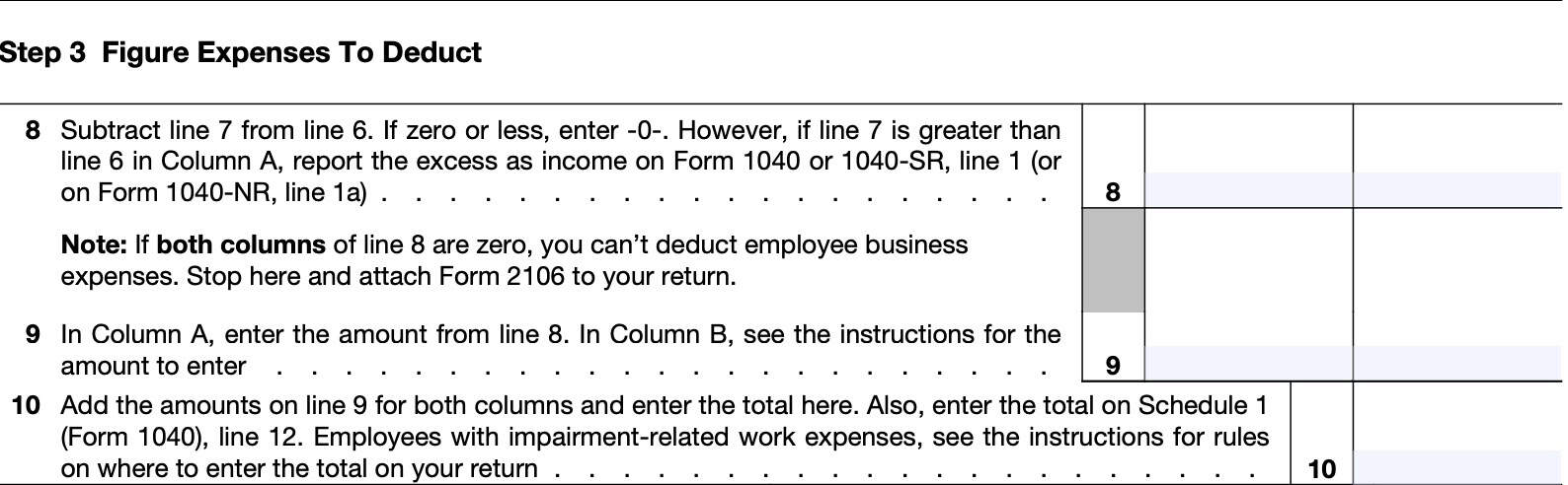 Part I, step 3, figure expenses to deduct