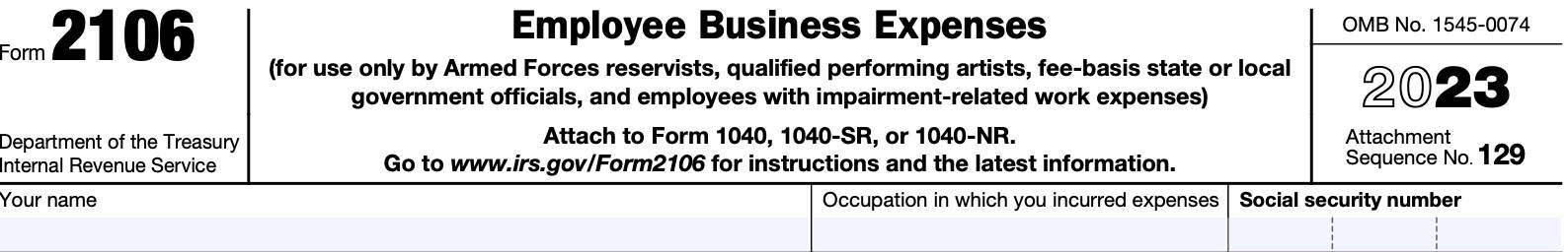 irs form 2016, employee business expenses, taxpayer information