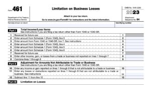 irs form 461, limitation on business losses