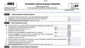 irs form 4952, investment interest expense deduction