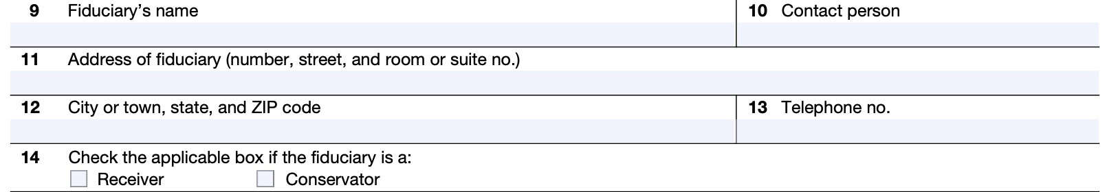 irs form 56-f lines 9 through 14