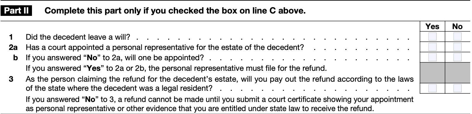 irs form 1310, part ii