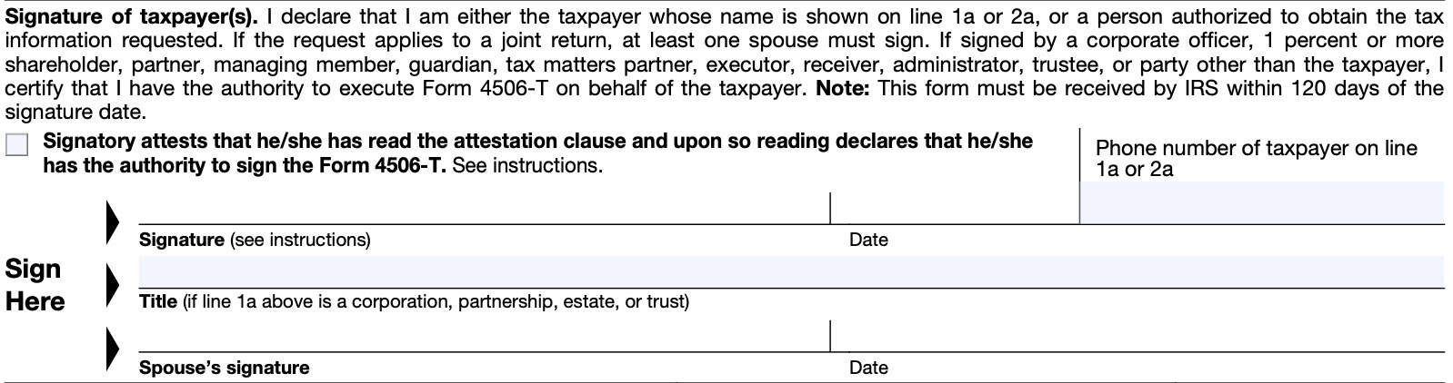 taxpayer signature information