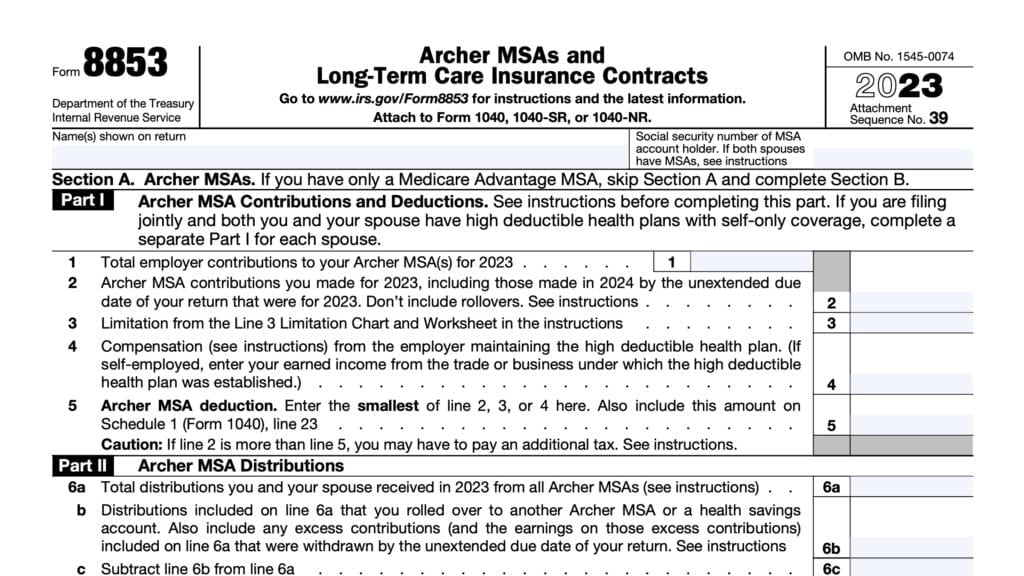 irs form 8853, archer msas and long-term care insurance contracts