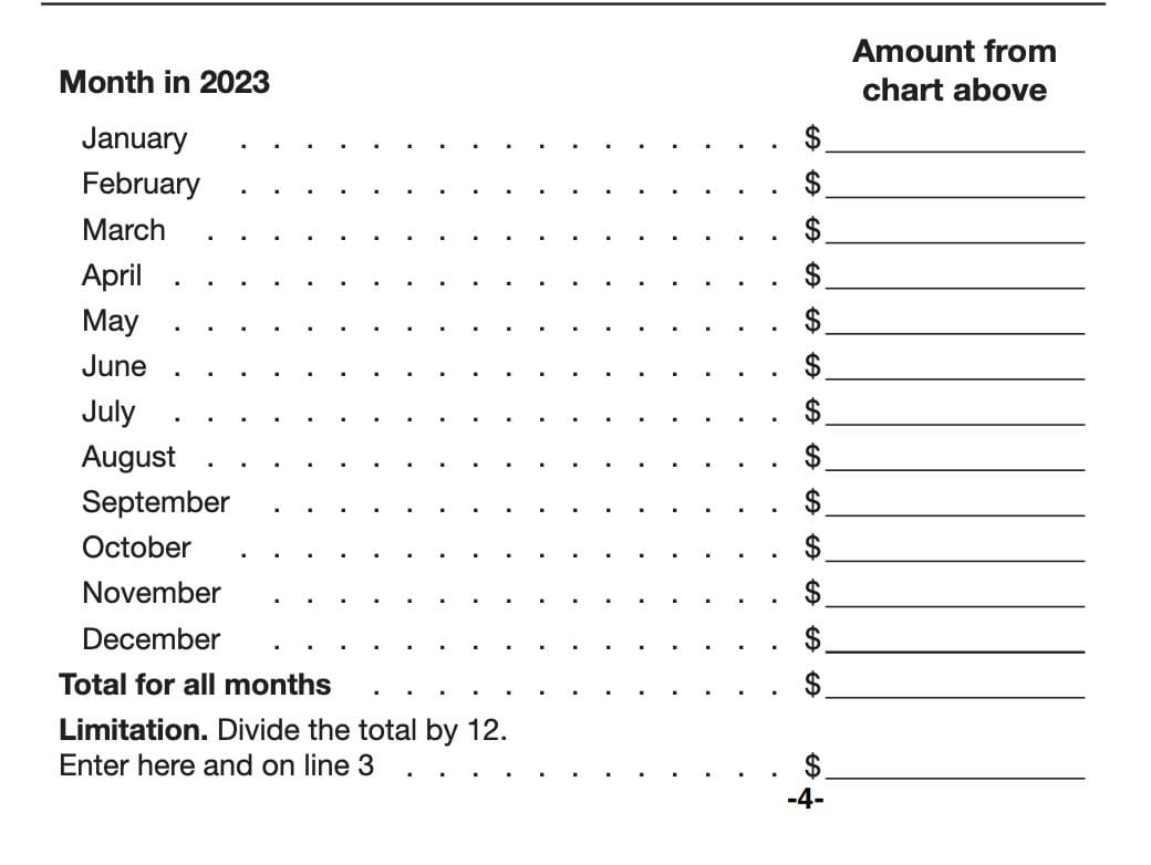 irs form 8853 monthly worksheet