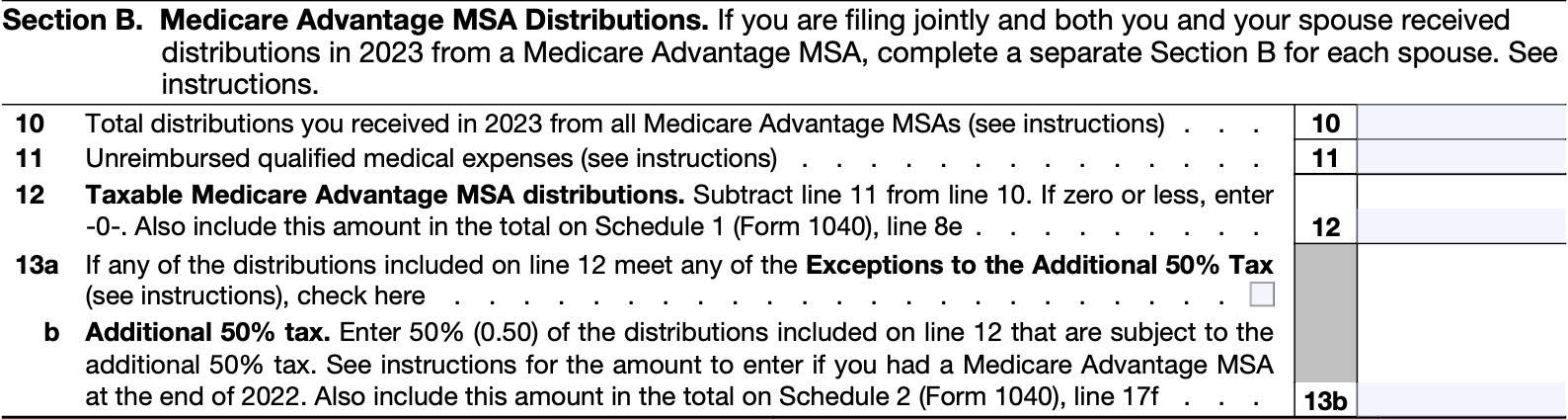 section b: medicare advantage MSA distributions