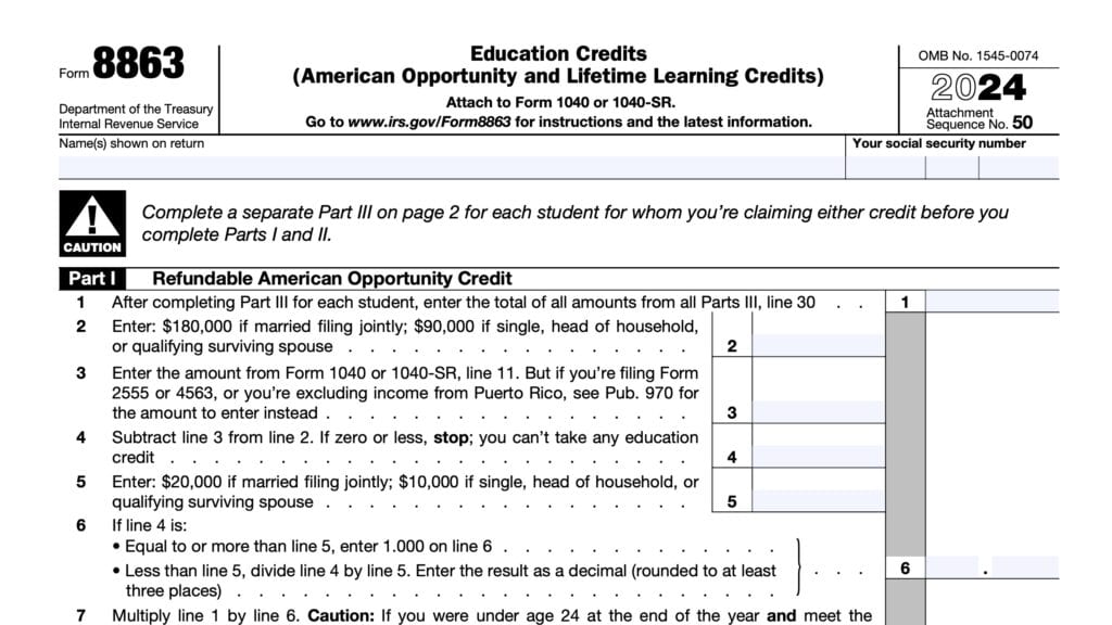 irs form 8863, education credits