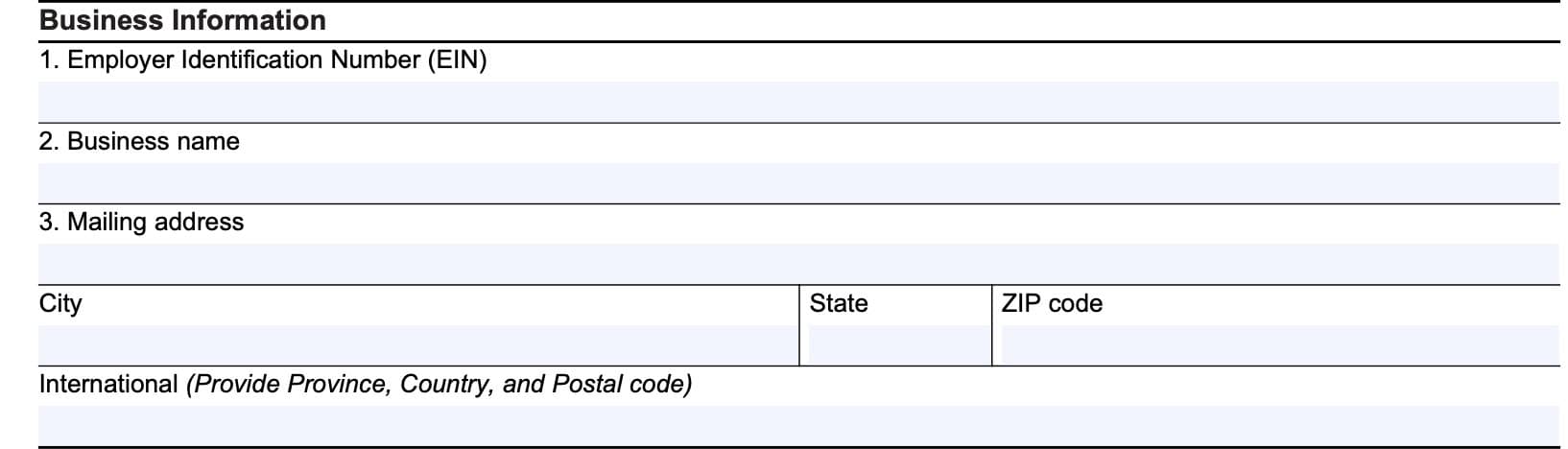 irs form 9779 business information