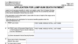 form ssa-8, application for lump-sum death payment