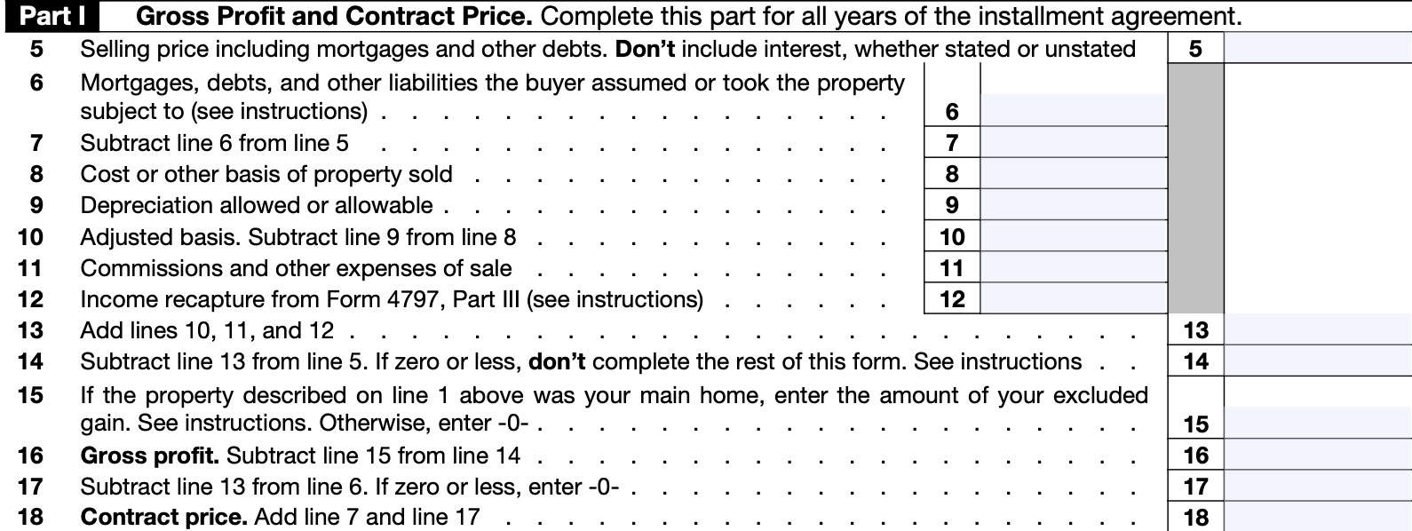 part i: gross profit & contract price