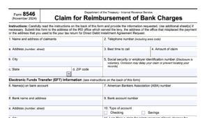 irs form 8546, claim for reimbursement of bank charges