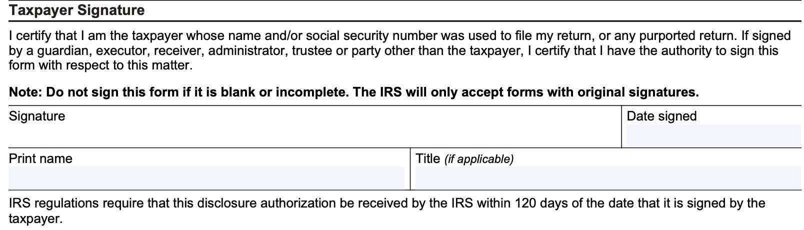 irs form 8822-a taxpayer signature