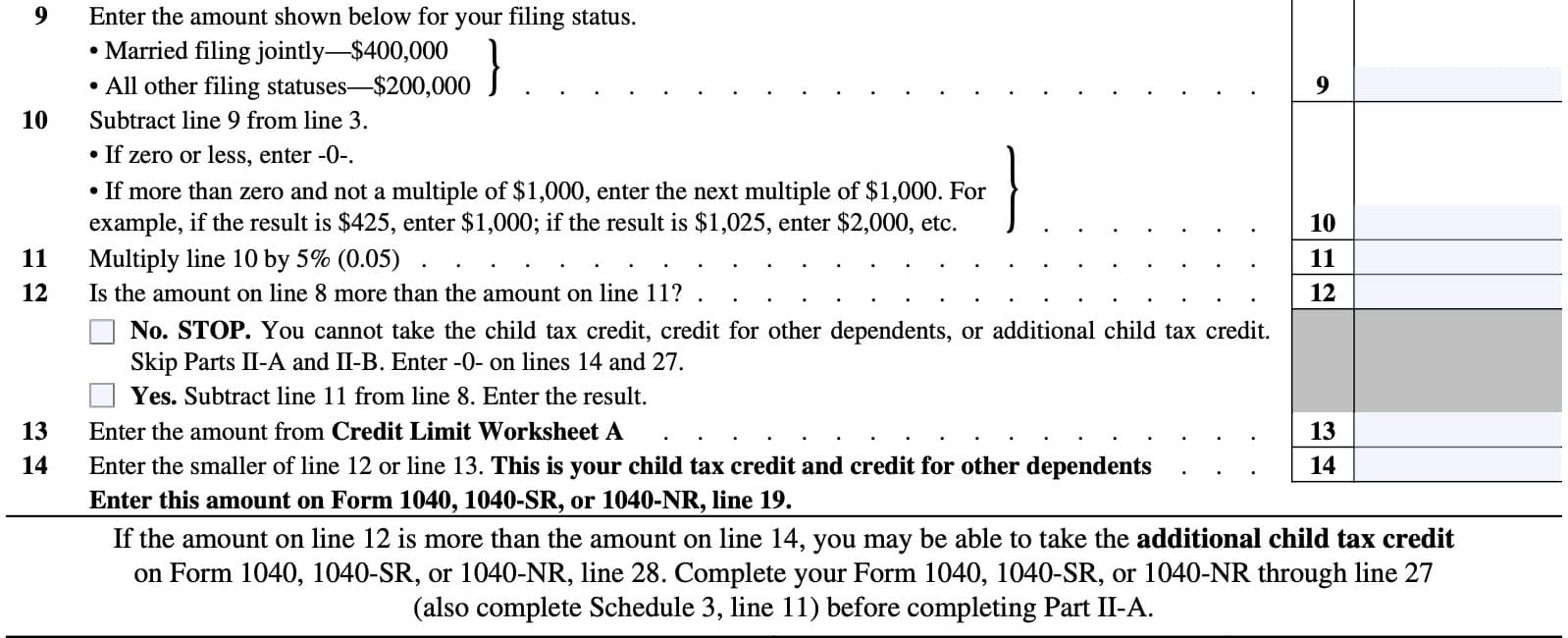 part I: child tax credit & credit for other dependents (continued)