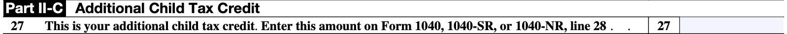 part II-C: Additional child tax credit