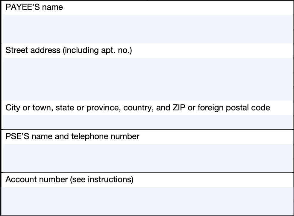 payee's name & address, PSE's name and telephone number, account number