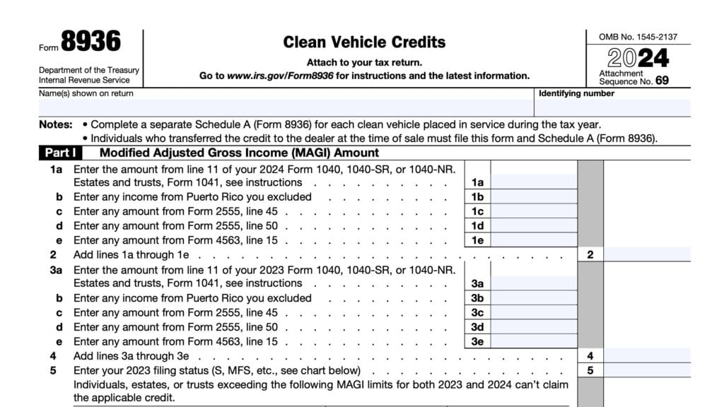 irs form 8936, clean vehicle credits