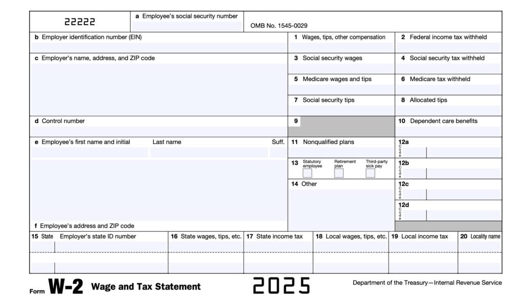 irs form w-2, wage and tax statement