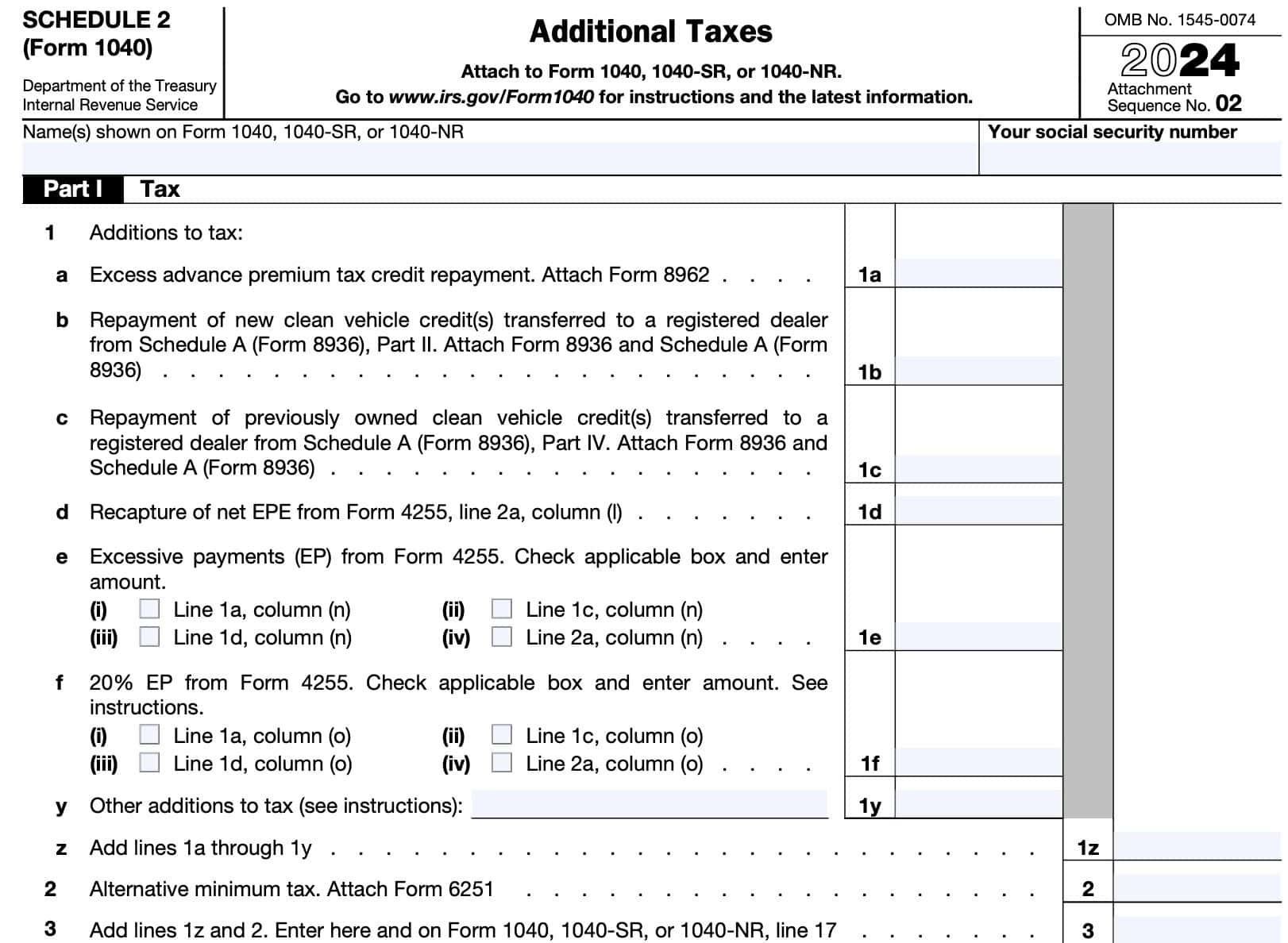 irs schedule 2, part i