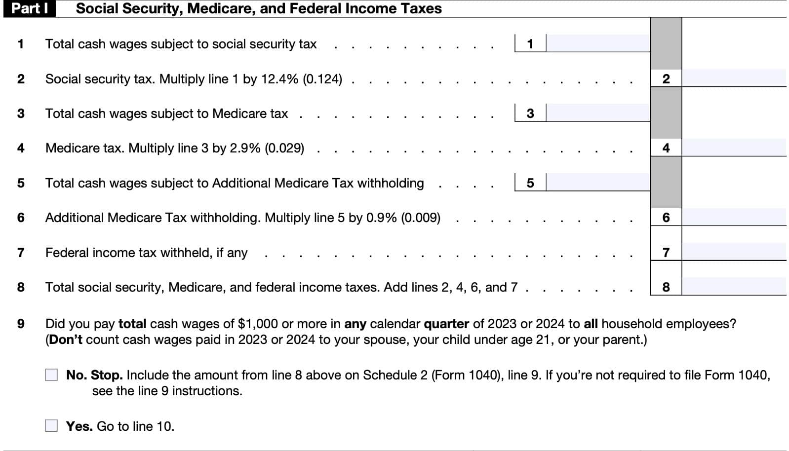 irs schedule h, part I: Social Security, medicare, and federal income taxes