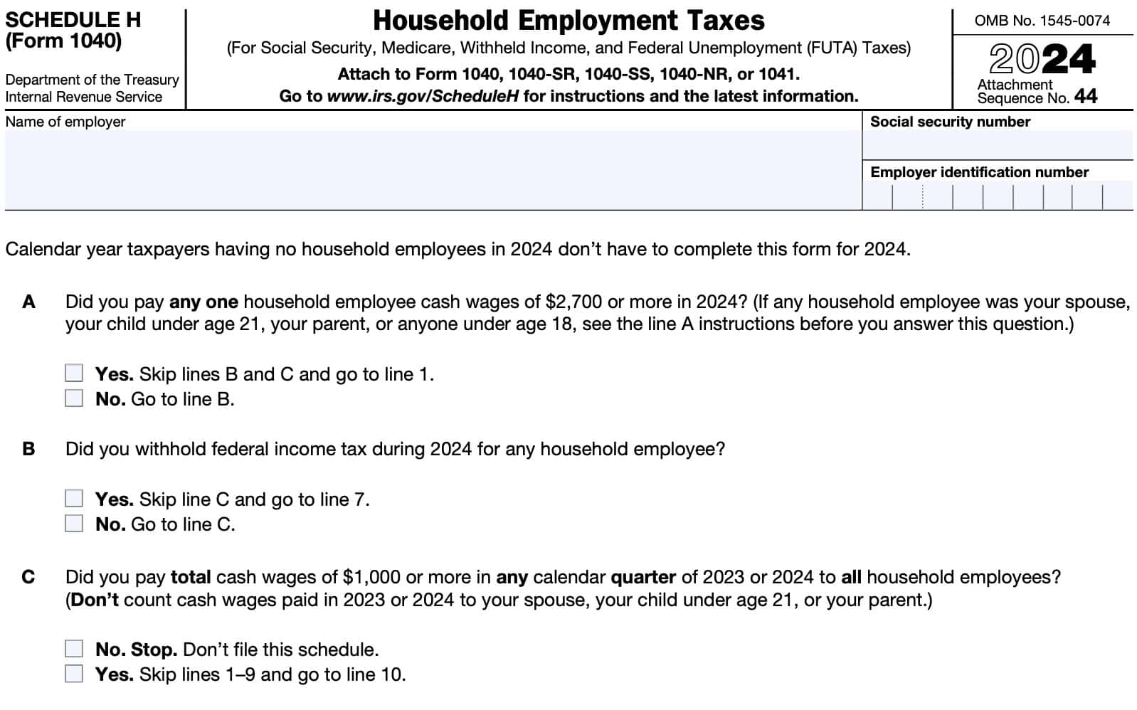 irs schedule h, taxpayer information